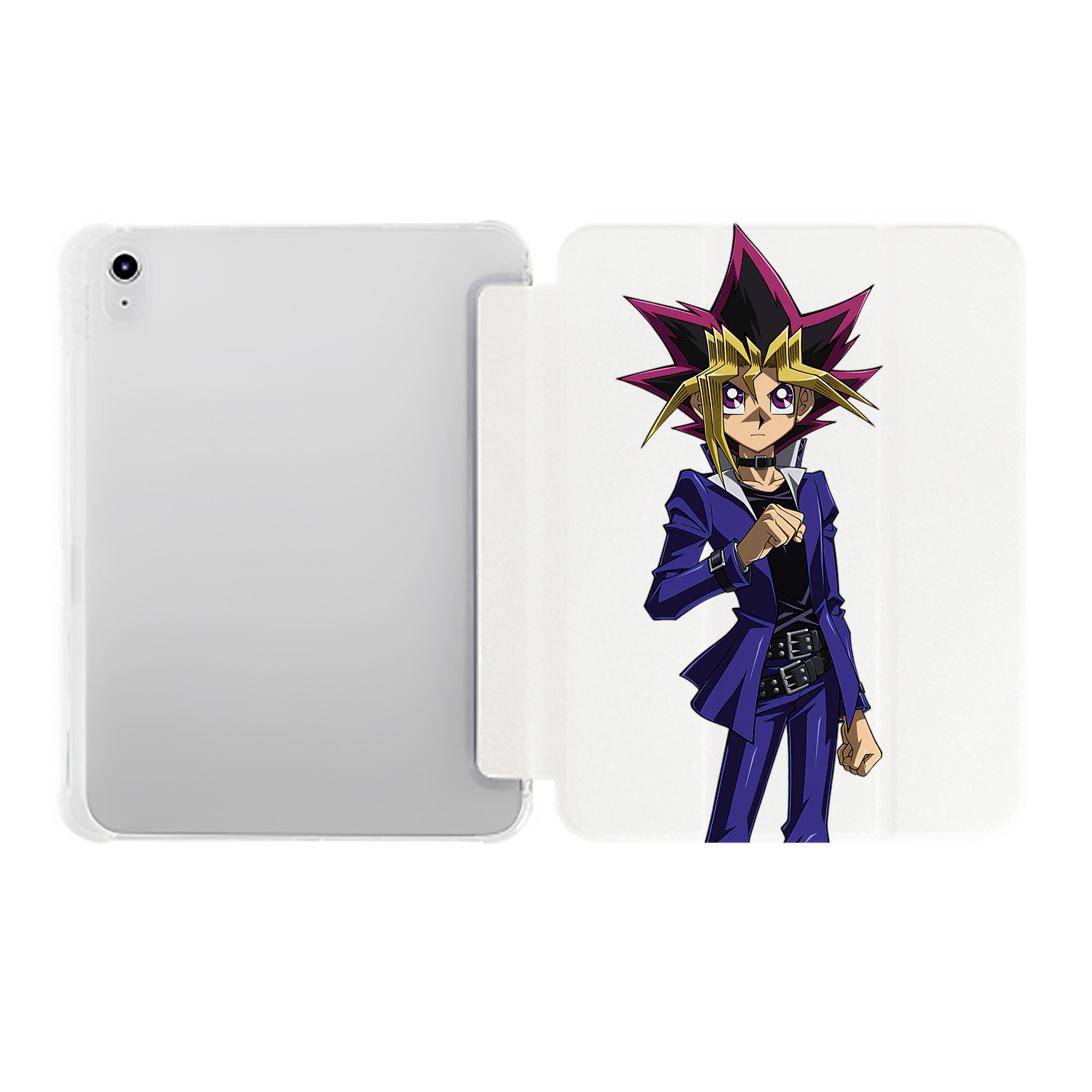（画像用） 遊☆戯☆王 Yu-Gi-Oh! IPad ケース ペン収納付き 三つ折りスタンド PUレザー×シリコン 対応機種9.5/10.5/10.9インチ